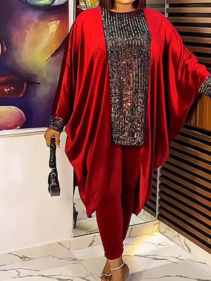 Ensemble robe en flanelle à paillettes pantalon crayon